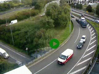 Caméra autoroute à la jonction entre l'A7 et la D301 (Boulevard urbain Sud de Lyon) à Feyzin, au sud de Lyon. Vue orientée vers Mions