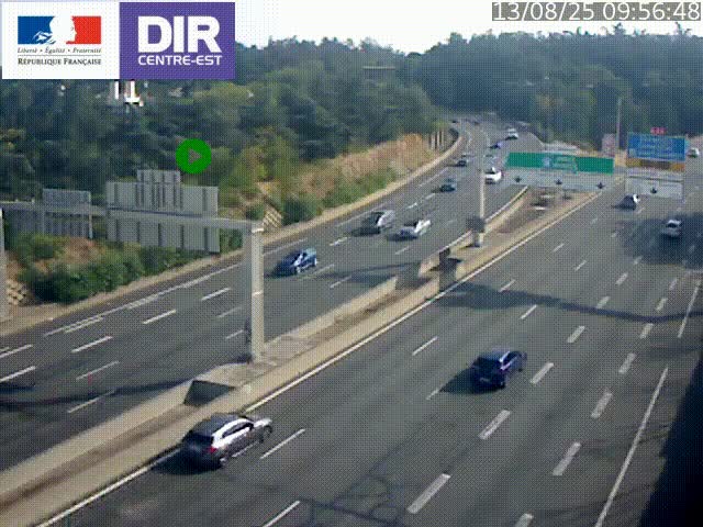 Caméra de circulation routière sur le boulevard périphérique Laurent Bonnevay de Lyon (D383) à hauteur de Bron, avant la jonction avec l'A43. Vue orientée vers l'échangeur