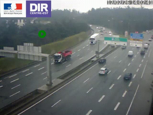 Caméra de circulation routière sur le boulevard périphérique Laurent Bonnevay de Lyon (D383) à hauteur de Bron, avant la jonction avec l'A43. Vue orientée vers l'échangeur