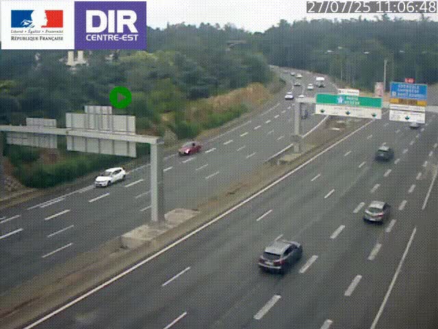 Caméra de circulation routière sur le boulevard périphérique Laurent Bonnevay de Lyon (D383) à hauteur de Bron, avant la jonction avec l'A43. Vue orientée vers l'échangeur