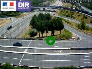 Webcam traffic à Grenoble-sud sur l'autoroute A480. Vue orientée vers l'entrée et la sortie de Grenoble