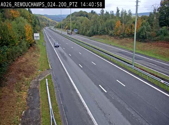 Webcam E25/A26 à Aywalle, à hauteur de Spa. Vue orientée vers Liège