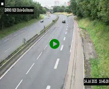 Webcam routière à hauteur de Bois-Guillaume en périphérie de Rouen. Vue orientée vers Rouen