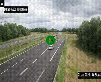 Webcam autoroute A150 à hauteur de La Vaupalière en périphérie de Rouen. Vue orientée vers Rouen