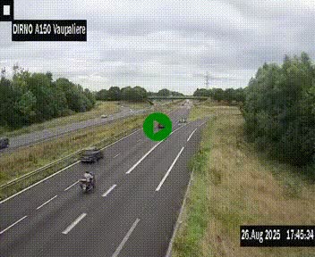 Webcam autoroute A150 à hauteur de La Vaupalière en périphérie de Rouen. Vue orientée vers Rouen