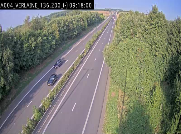 Webcam sur l'E411 à hauteur du pont surplombant la N40, à proximité de la sortie 26 Verlaine - Libramont-Chevigny. Vue orientée vers Namur