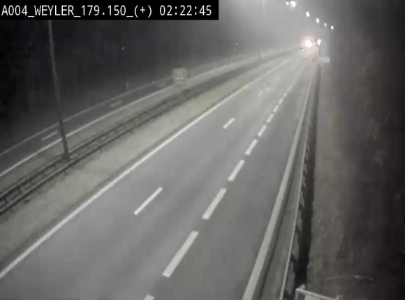 Webcam entre la sortie Arlon et la sortie Weyler sur l'E411. Vue orientée vers Luxembourg