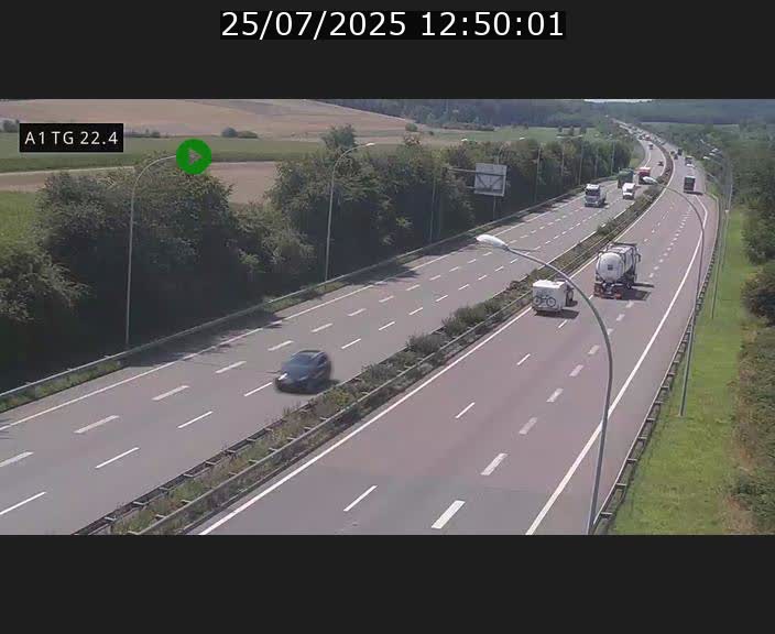 Traffic live webcam Luxembourg Flaxweiler - A1 direction Luxembourg - BK 22.4