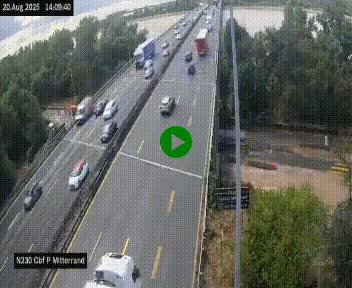 Webcam sur le périphérique de Bordeaux à l'est de la ville. Caméra située sur le Pont Mitterand sur la N230