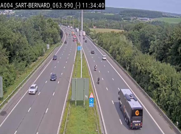 Webcam E411 à hauteur d'Assesse en provenance d'Arlon ou de la N4 vers Namur