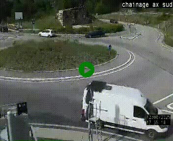Webcam au nord d'Ax-les-Thermes au niveau de l'aire de chaînage de la N20. Vue orientée vers les Pyrénées, en direction de Pas de la Case