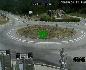 Webcam au nord d'Ax-les-Thermes au niveau de l'aire de chaînage de la N20. Vue orientée vers les Pyrénées, en direction de Pas de la Case