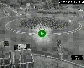 Webcam au nord d'Ax-les-Thermes au niveau de l'aire de chaînage de la N20. Vue orientée vers les Pyrénées, en direction de Pas de la Case