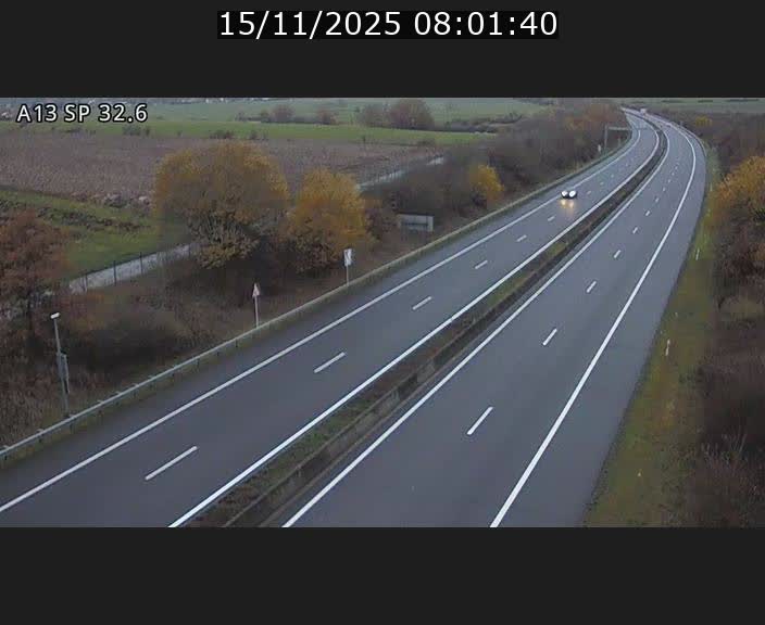 Webcam info trafic A13 à hauteur de Mondorf-les-bains. Vue orientée vers Altwies
