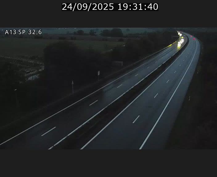 Webcam info trafic A13 à hauteur de Mondorf-les-bains. Vue orientée vers Altwies