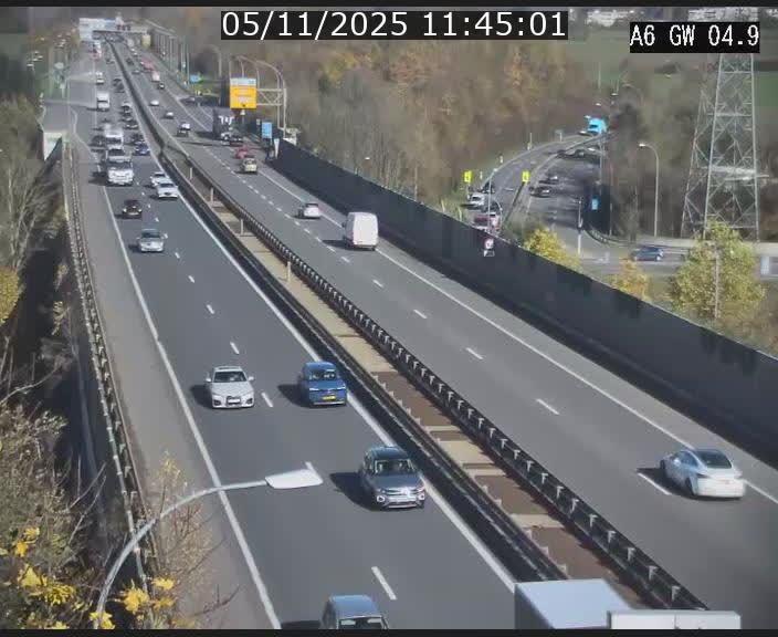 Traffic live webcam Luxembourg Croix de Cessange - A6 - BK 4.9 - direction Belgique