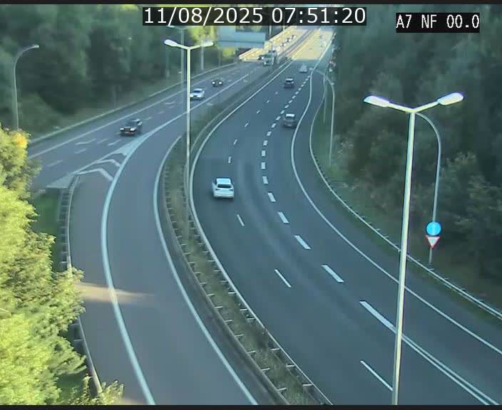 Caméra autoroute Luxembourg A7 - Echangeur A1/A7 Grünewald direction Tunnel Stafelter