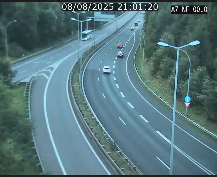 Caméra autoroute Luxembourg A7 - Echangeur A1/A7 Grünewald direction Tunnel Stafelter