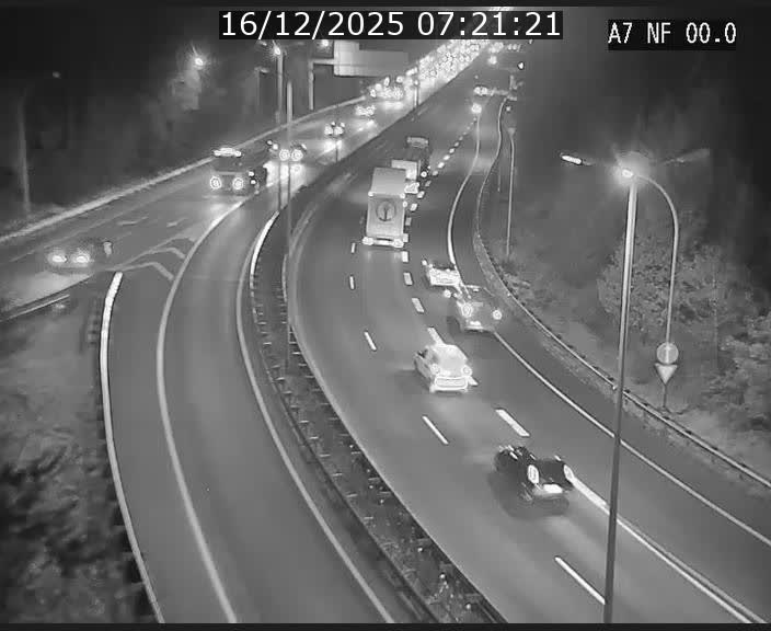 Caméra autoroute Luxembourg A7 - Echangeur A1/A7 Grünewald direction Tunnel Stafelter