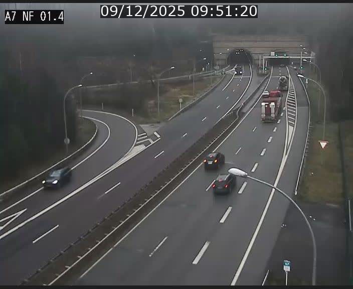 Caméra autoroute Luxembourg A7 - Echangeur Waldhaff - direction Tunnel Stafelter