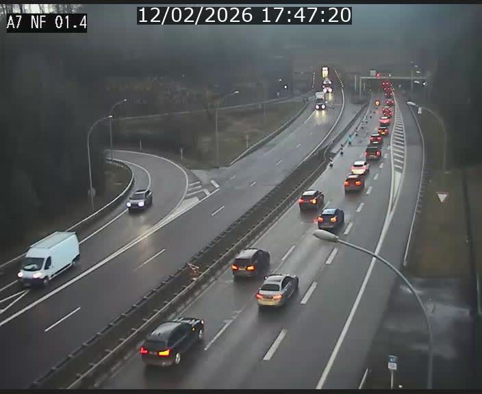 Caméra autoroute Luxembourg A7 - Echangeur Waldhaff - direction Tunnel Stafelter