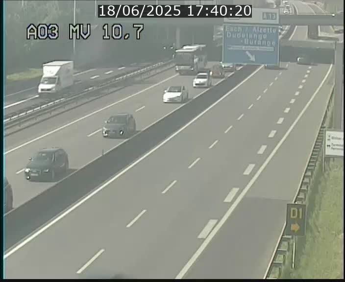 Traffic live webcam Luxembourg Croix de Bettembourg - A3 - BK 10.7 - direction France