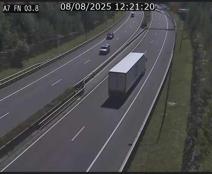 Caméra autoroute Luxembourg A7 - Passage à gibier Rëngelbour - direction Tunnel Stafelter