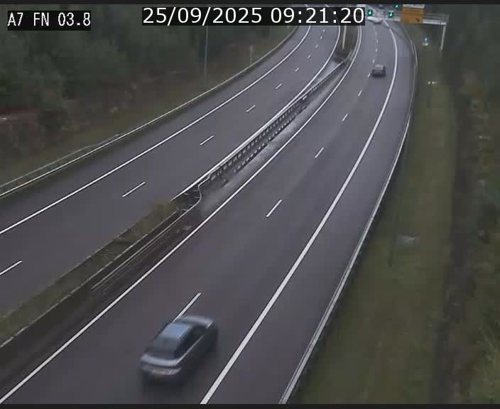 Caméra autoroute Luxembourg A7 - Passage à gibier Rëngelbour - direction Tunnel Stafelter