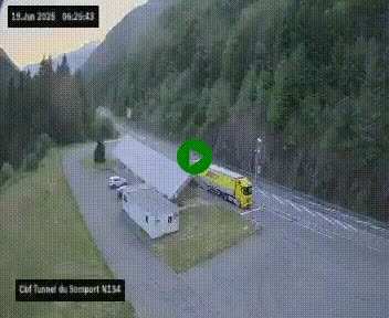 Webcam à l'entrée du tunnel du Somport, côté français, sur la N134, dans les Pyrénées, en direction de l'Espagne, à 1116 mètres d'altitude
