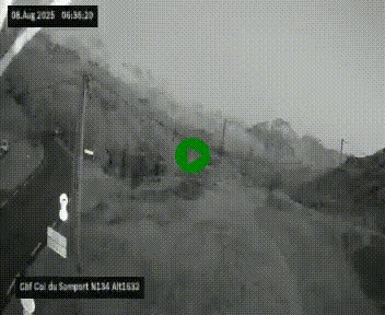 Webcam au col du Somport, côté français, sur la N134, dans les Pyrénées, en direction de l'Espagne, à 1632 mètres d'altitude