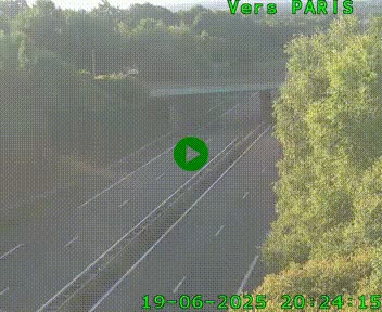 Caméra routière sur l'autoroute A20 au nord de Limoges, à la jonction avec la N520. Vue orientée vers Paris