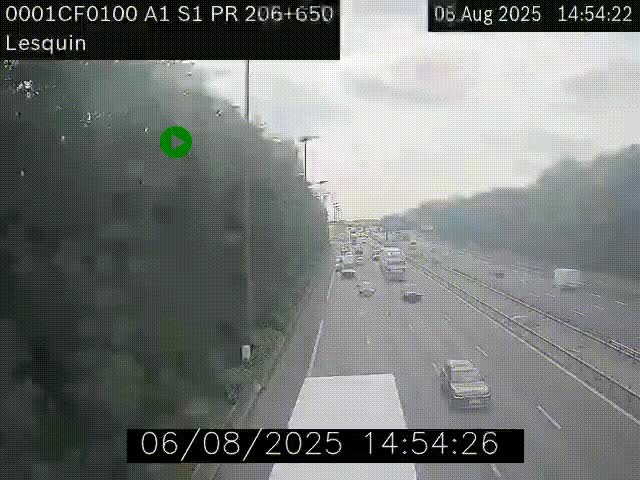 Webcam autoroute A1 à hauteur de Lesquin. Vue orientée vers Lille
