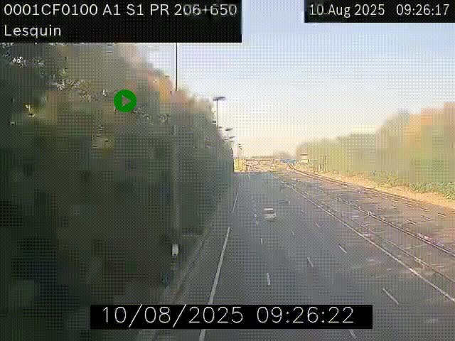 Webcam autoroute A1 à hauteur de Lesquin. Vue orientée vers Lille