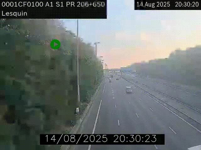 Webcam autoroute A1 à hauteur de Lesquin. Vue orientée vers Lille