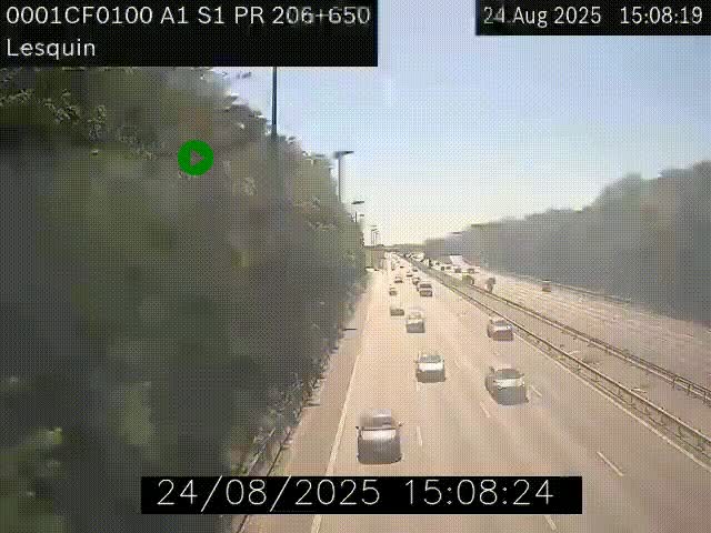Webcam autoroute A1 à hauteur de Lesquin. Vue orientée vers Lille