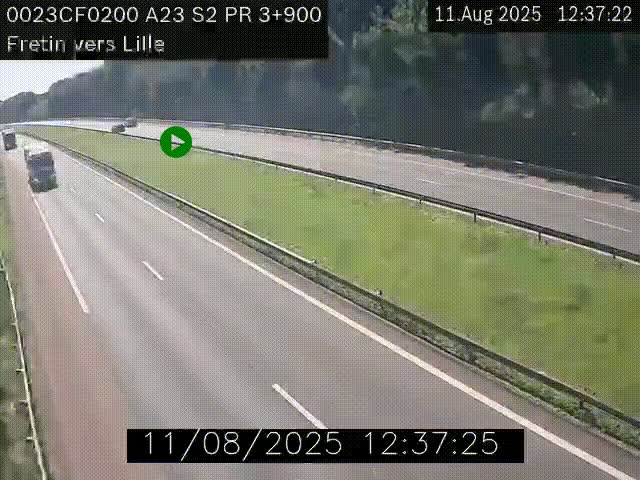 Webcam autoroute A23 à hauteur de Fretin. Vue orientée vers Lille