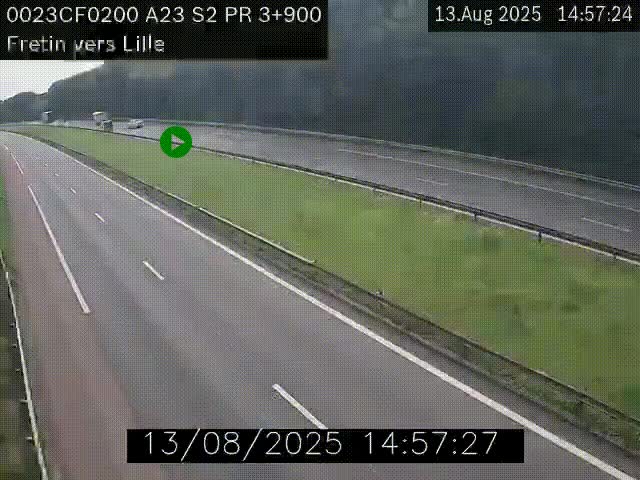 Webcam autoroute A23 à hauteur de Fretin. Vue orientée vers Lille