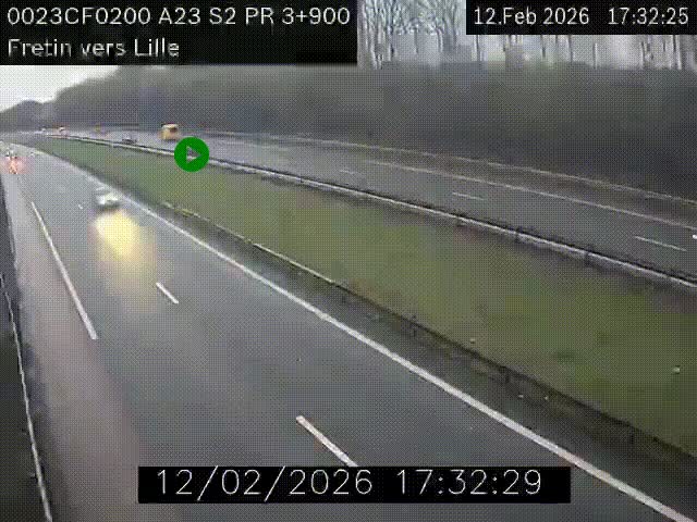 Webcam autoroute A23 à hauteur de Fretin. Vue orientée vers Lille