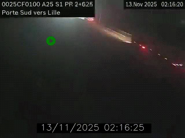 Webcam autoroute A25 sur le périphérique de Lille à hauteur de Lille-Sud et la sortie 3 Faches-Thumesnil. Vue orientée vers Lille-Centre.