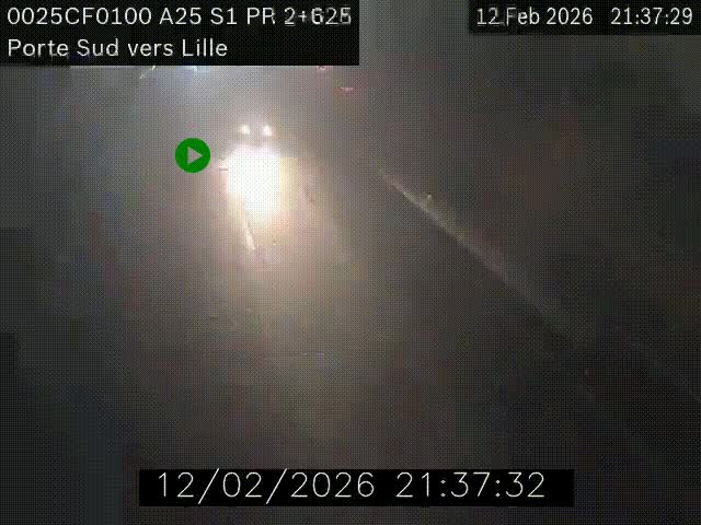 Webcam autoroute A25 sur le périphérique de Lille à hauteur de Lille-Sud et la sortie 3 Faches-Thumesnil. Vue orientée vers Lille-Centre.