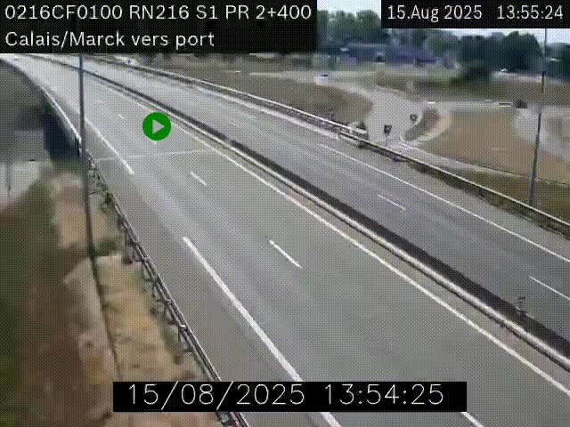 Webcam à Calais sur A216 (N216) en direction du port (harbour) de Calais.