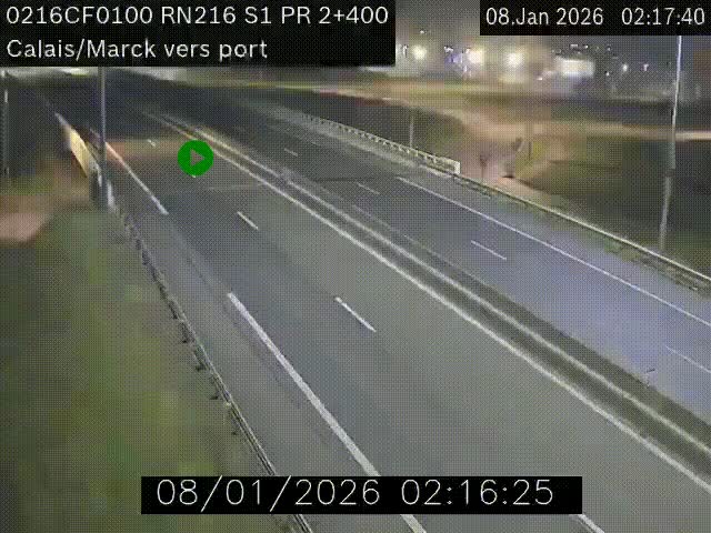 Webcam à Calais sur A216 (N216) en direction du port (harbour) de Calais.