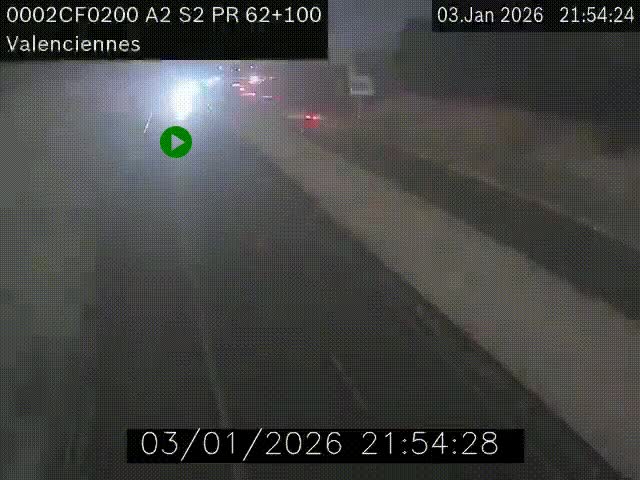 Webcam autoroute A2 à Valenciennes. Vue orientée vers Maubeuge et Mons (Belgique)