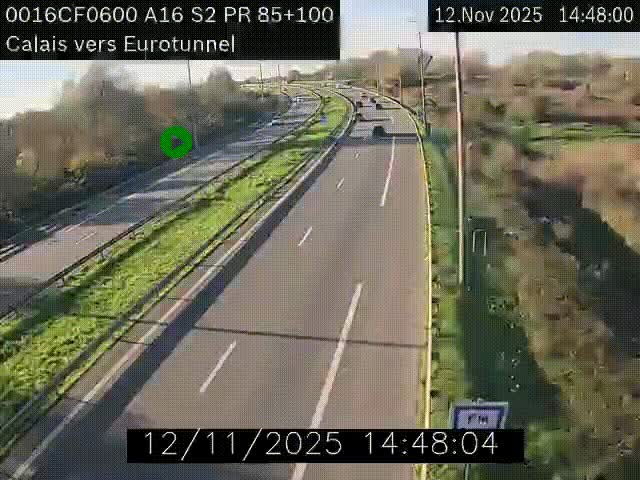Webcam A16 à Calais en direction du Tunnel sous la Manche (Eurotunnel)
