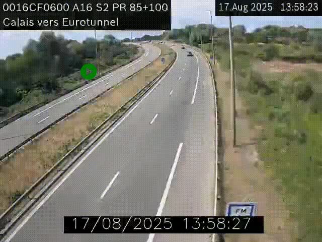 Webcam A16 à Calais en direction du Tunnel sous la Manche (Eurotunnel)