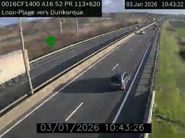 Webcam autoroute A16 à hauteur de Loon-Plage. Vue orientée vers Dunkerque et la Belgique.
