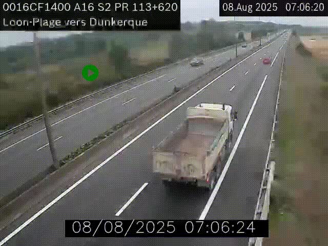 Webcam autoroute A16 à hauteur de Loon-Plage. Vue orientée vers Dunkerque et la Belgique.