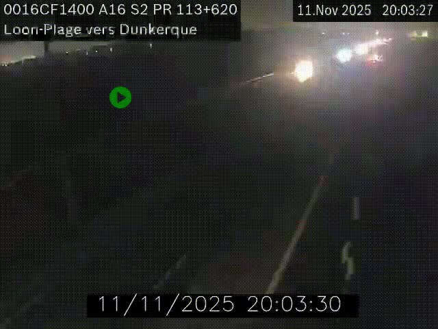 Webcam autoroute A16 à hauteur de Loon-Plage. Vue orientée vers Dunkerque et la Belgique.