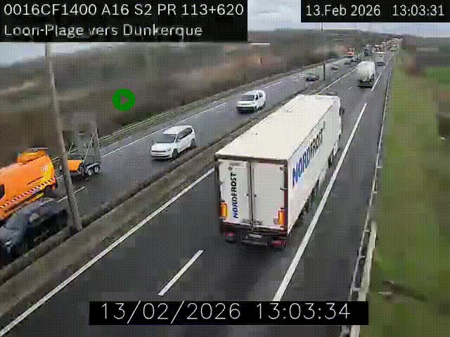 Webcam autoroute A16 à hauteur de Loon-Plage. Vue orientée vers Dunkerque et la Belgique.