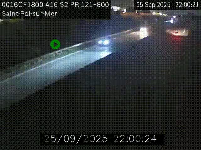 Webcam autoroute A16 à proximité de Dunkerque, à hauteur de la sortie Saint-Pol-sur-Mer. Vue orientée vers Calais